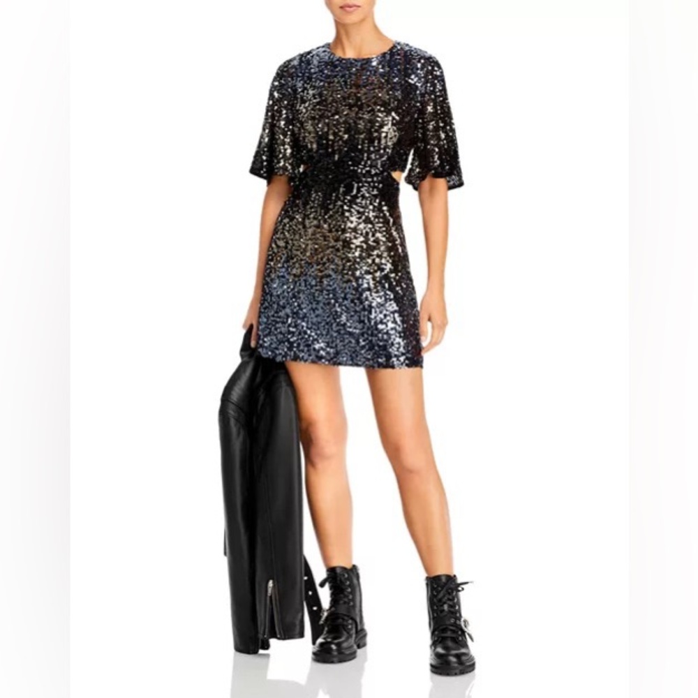 French Connection Cut out Sequin Black Mini Dress